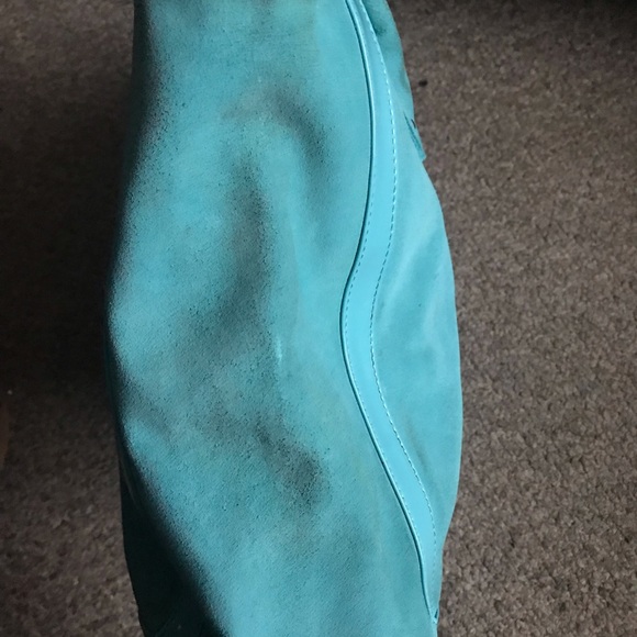 Gap medium Teal suede & patent Tote Bag - Picture 3 of 9